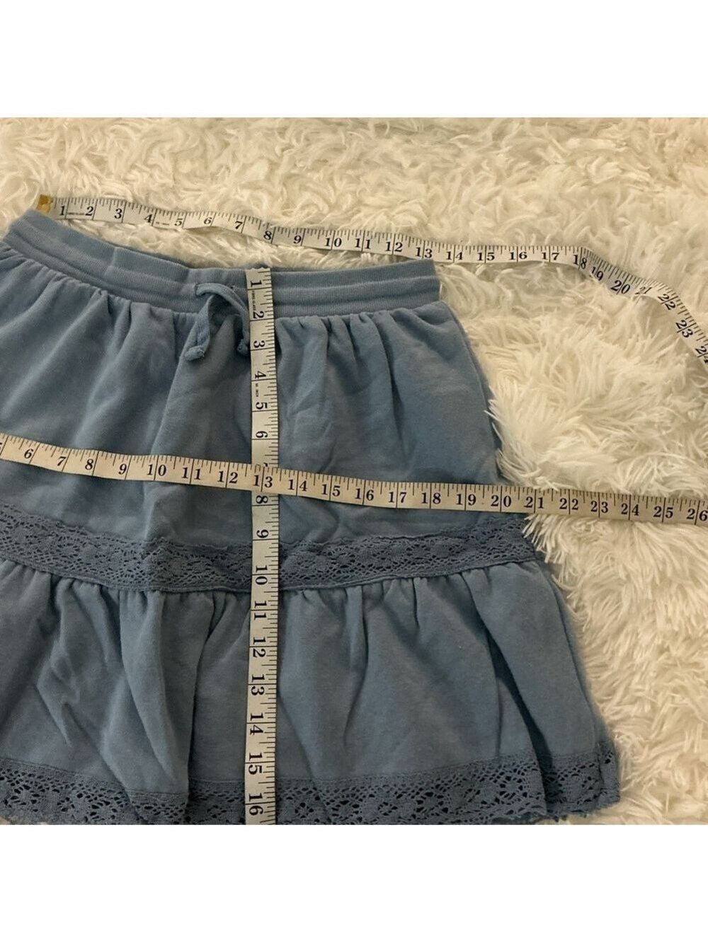 Treasures by Shabby Chic powder blue fleece mini skirt Woman’s size Medium NWT - Picture 9 of 11